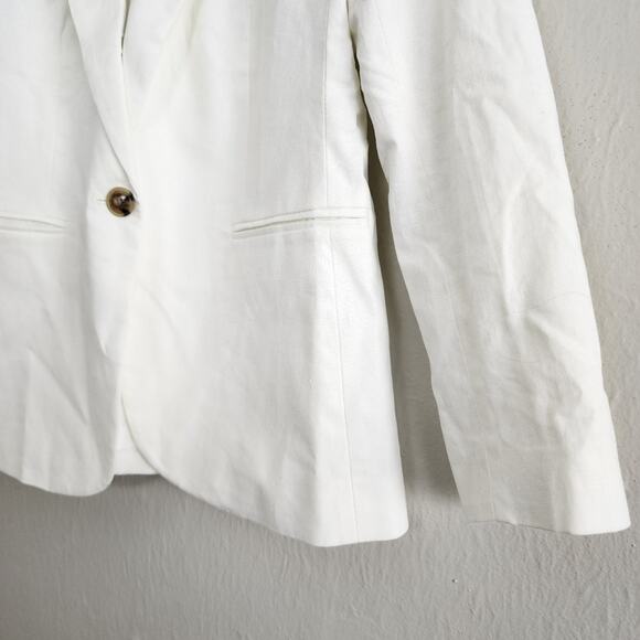 NEW J. Crew Linen Blend One Button Women's White Blazer - Picture 9 of 12